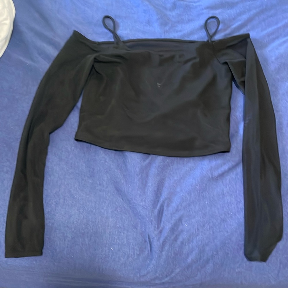 Abercrombie and Fitch Off the Shoulder Mesh top with V neck tank top